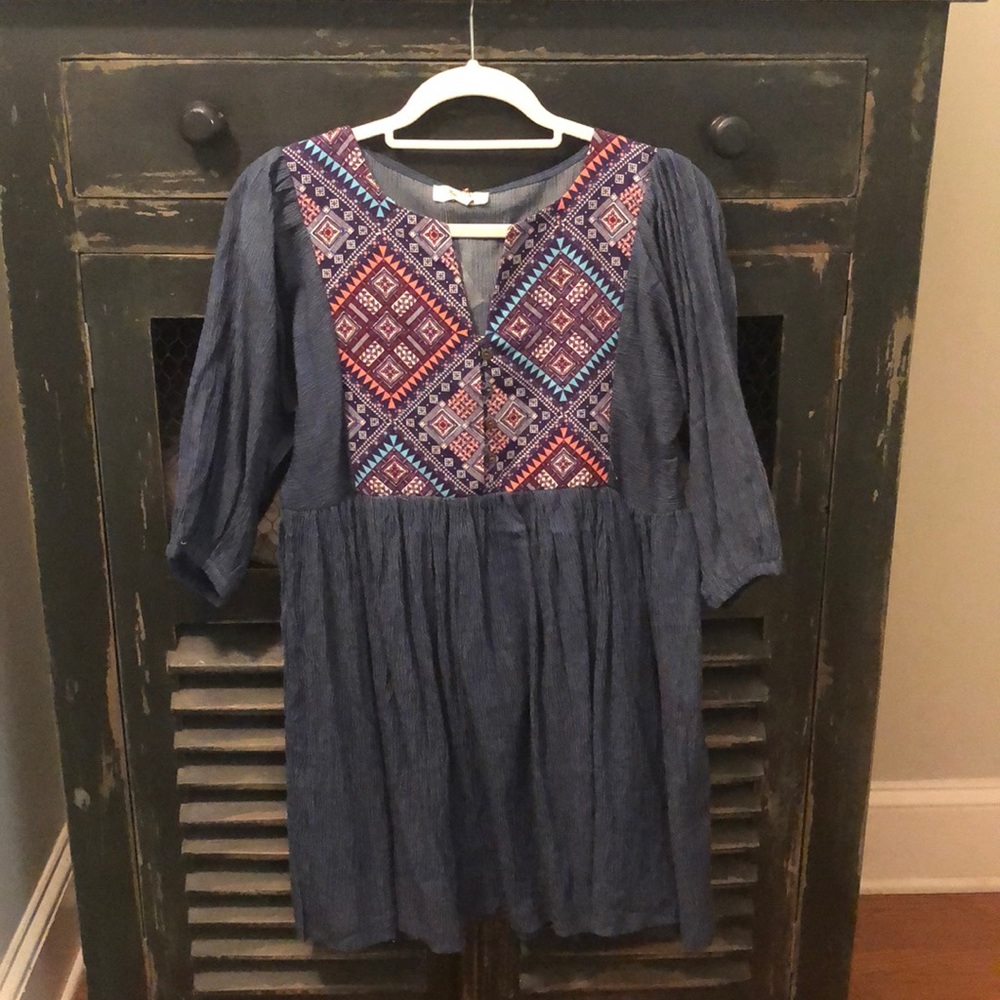 NWT Chambray Tribal Print Dress sz S